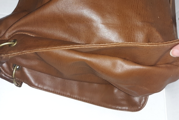 L@@K! Fabulous Vintage CHARLOTTE RUSSE Med. Brown Dbl Zip Pocket Satchel Bag 80s - Picture 13 of 16